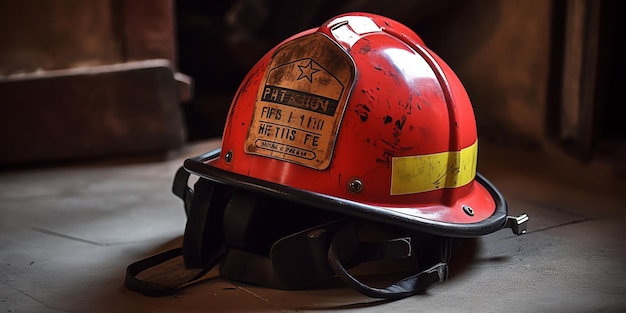Een rode helm met het woord staal erop