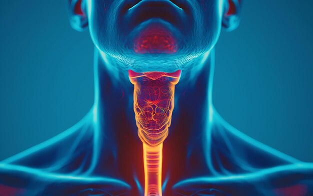 een rode illustratie van een persoon met een tand in de mond
