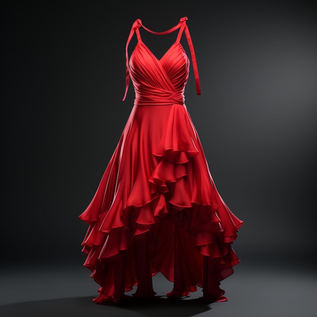 een rode jurk op een zwarte achtergrond