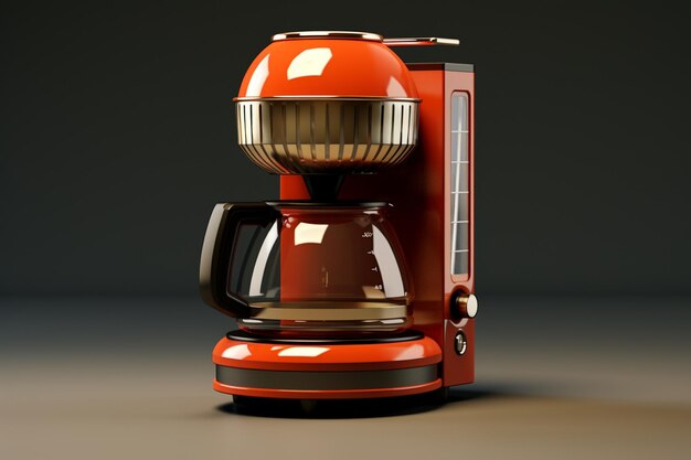 Foto een rode koffiemaker met een koffiekotel erop.