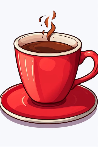 een rode kop koffie op een schotel