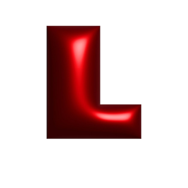 Foto een rode letter l die is gemaakt met een rode glanzende achtergrond