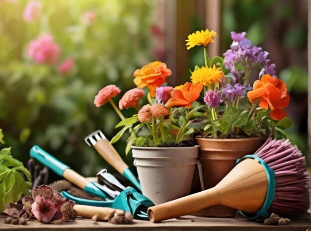 Een rode madeliefje planten in de tuin Tuinbouwconcept