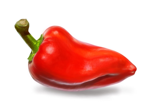 Een rode paprika geïsoleerd op een witte achtergrond