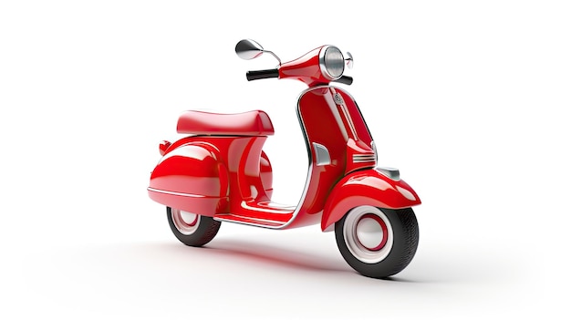 Een rode scooter met een zwart wiel en een rode scooter.