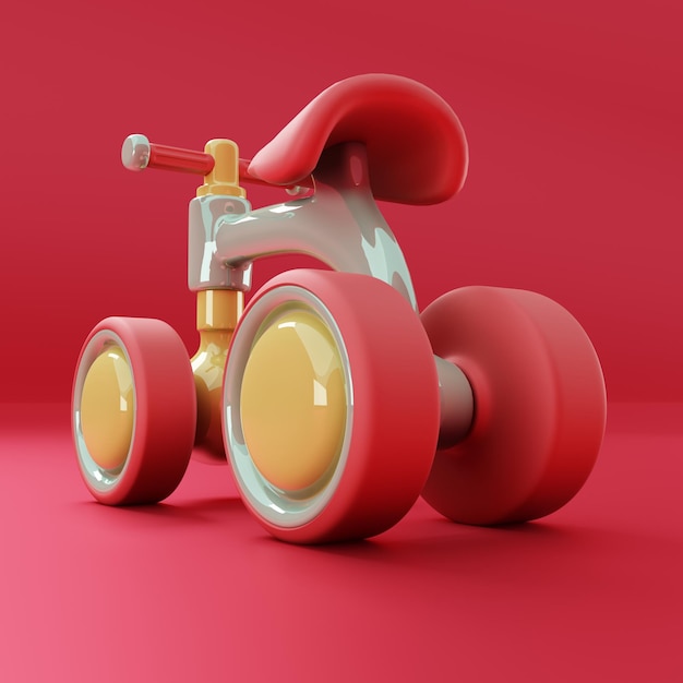 Foto een rode speelgoedauto met een rode stoel voorop.