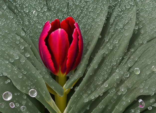 Een rode tulp met het woord tulp erop