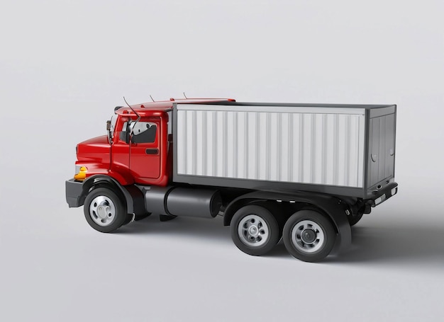 Een rode vrachtwagen met een witte aanhanger waarop "het woord" op de zijkant staat.