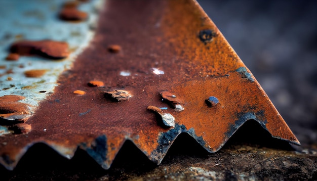 Een roestig metalen stuk met het cijfer 5 erop