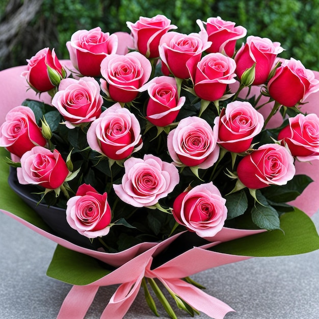 Een romantisch boeket rozen voor een dame.