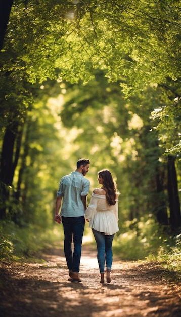 Een romantische reis door het bos.