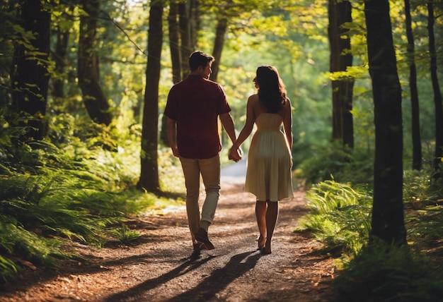 Een romantische reis door het bos.