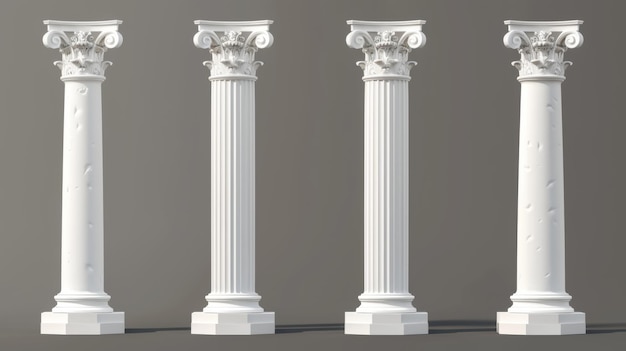 Een Romeinse zuil gemaakt van witte klei Een realistische 3D-illustratie van een Grieks tempelgebouw met een pilaar gemaakt van steen Een antieke marmeren kolonnade voor een historisch gebouw39s decoratief gevelontwerp