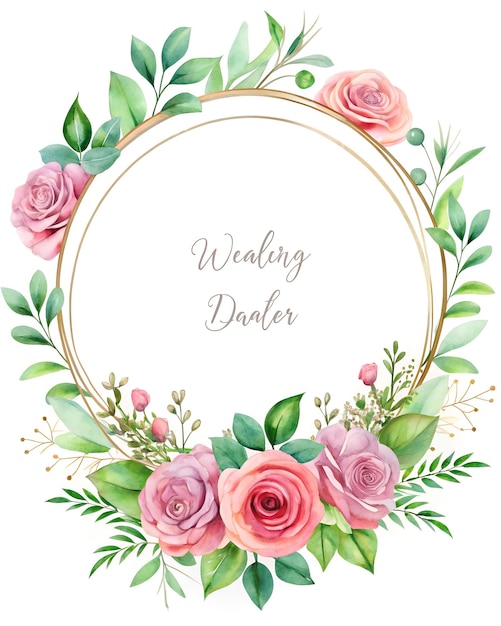 een rond frame met roze en groene bloemen en een gouden frame met de woorden "walking quote" erop