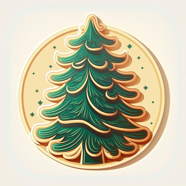 Een rond pictogram van een kerstboom met de woorden kerst bovenaan.
