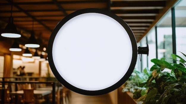 Een rond vergrootglas met een wit licht erop