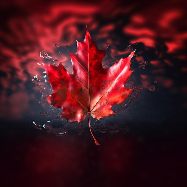 Een rood blad met het woord Canada erop