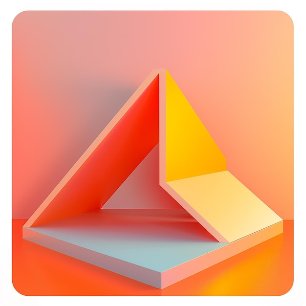 een rood driehoekig object met een witte driehoek bovenop