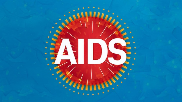 een rood en geel logo met de tekst aids