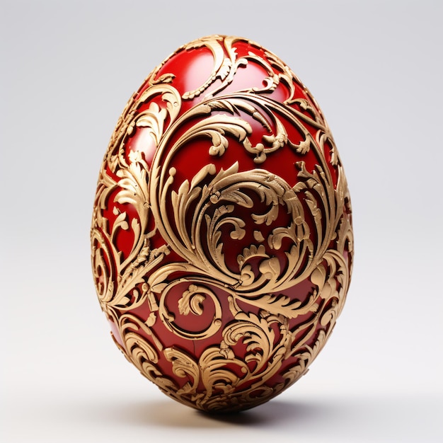 een rood en goud versierd ei