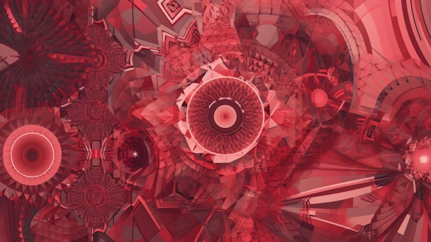 Een rood en zwart abstract schilderij van een klok Generatief AI-beeld
