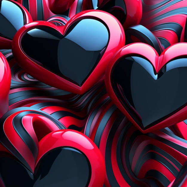 Een rood en zwart hart met de woorden liefde erop