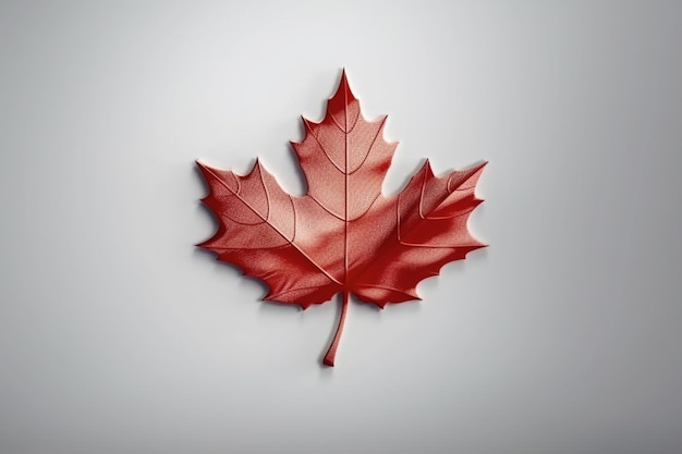 Een rood esdoornblad met het woord Canada erop