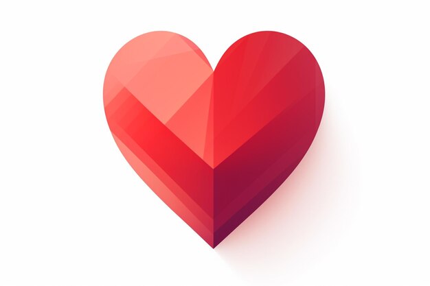 Een rood hart met een driehoekige vorm op een witte achtergrond.