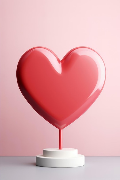 Een rood hart met een elegant minimalistisch ontwerp dient als groetekaartje voor Valentijnsdag en de viering van de liefde