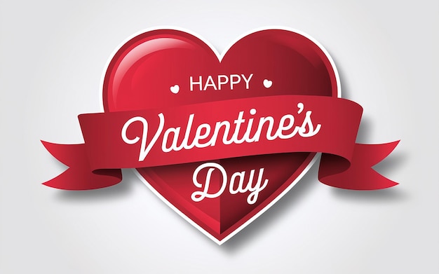 een rood hart met een lint dat zegt gelukkige valentines