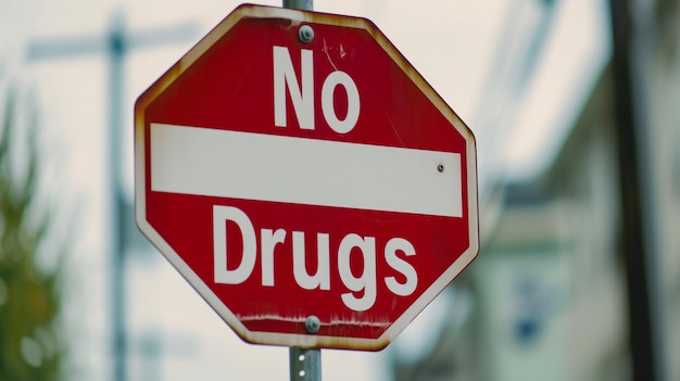 Een rood-wit No Drugs bord op een opvallende plaats