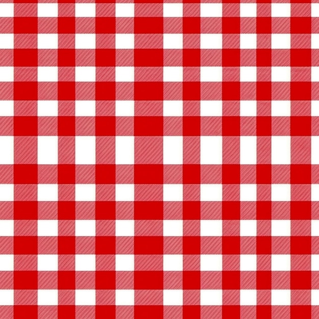 Een rood-witte geruite tafeldoek met een diagonaal patroon generatief ai