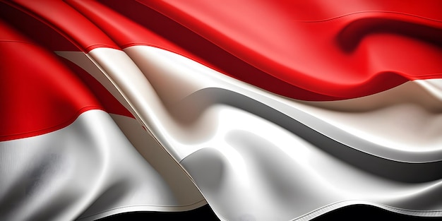 Een rood-witte indonesische vlag wappert in de wind