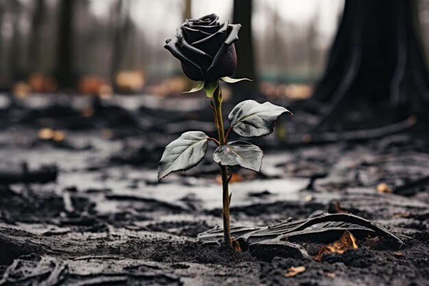 Foto een roos die uit de grond groeit