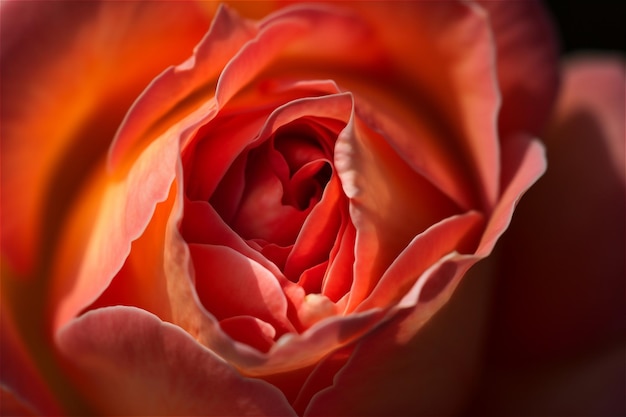 Een roos is rood en oranje van kleur.