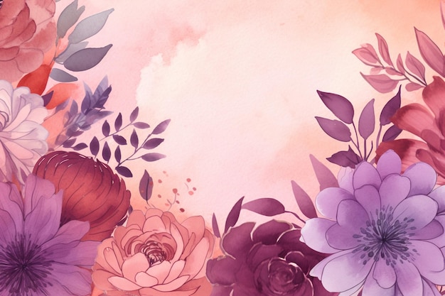Een roze achtergrond met een bloemenrand en een plek voor tekst.