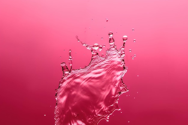 Een roze achtergrond met een scheutje water in het midden