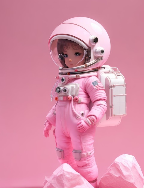 een roze astronaut blonde