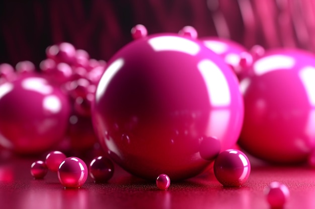 Een roze bal met roze ballen op de vloer