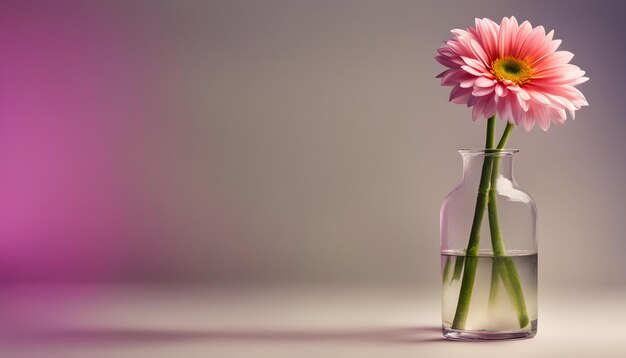 Foto een roze bloem in een glazen vaas met een roze blom erin