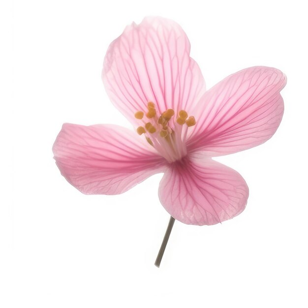 Foto een roze bloem met het woord 