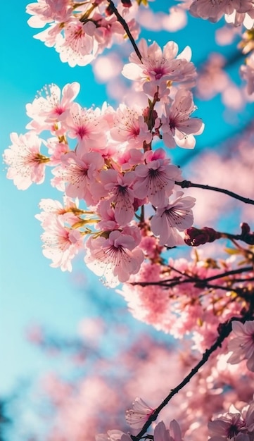 Een roze bloem op een boom