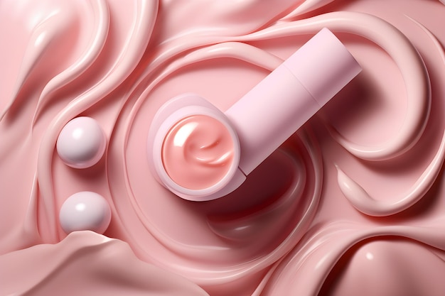 Een roze creme met een creme erop