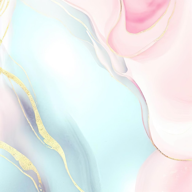 een roze en blauwe abstracte schilderij van een vrouw met een roze bloem in het midden Generatieve AI