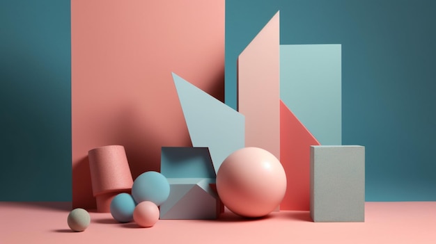 Een roze en blauwe achtergrond met een geometrisch ontwerp