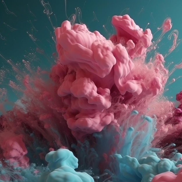 Een roze en blauwe explosie met het woord roze erop