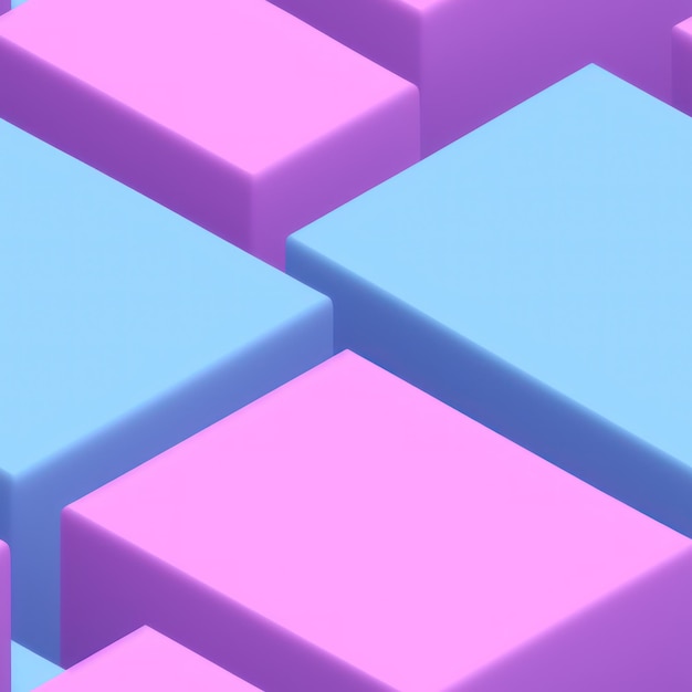 Een roze en blauwe kubussen zijn gerangschikt in een raster.