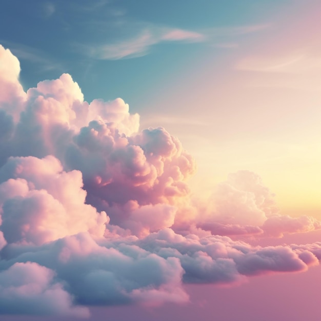 Een roze en blauwe lucht met wolken en een roze lucht met een pastelkleurige lucht.