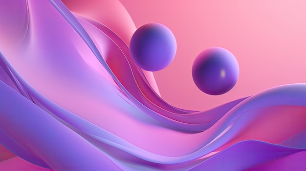 Een roze en paarse achtergrond met twee ballen erop