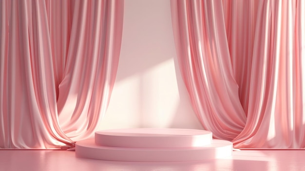 een roze en witte tafel met een roze gordijn waarop het woord quote staat
